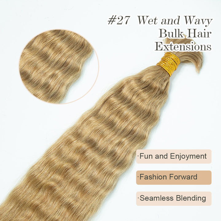 Bulk Human Hair For Braiding #27 Wet and Wavy
