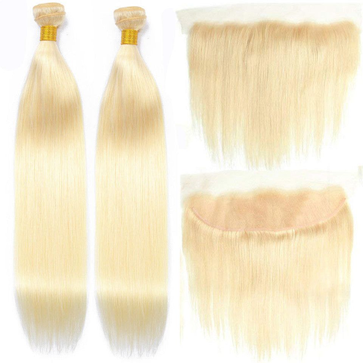 #613 Blonde Bundles With 13x4 Lace Frontal Silky Straight Human Hair