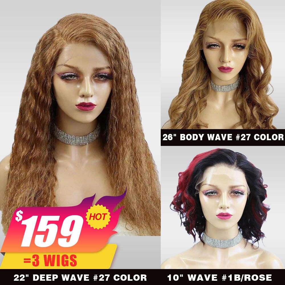 [$159] 3 Hair Units 22 inches 130% density Deep Wave e1 Medium Cap Size