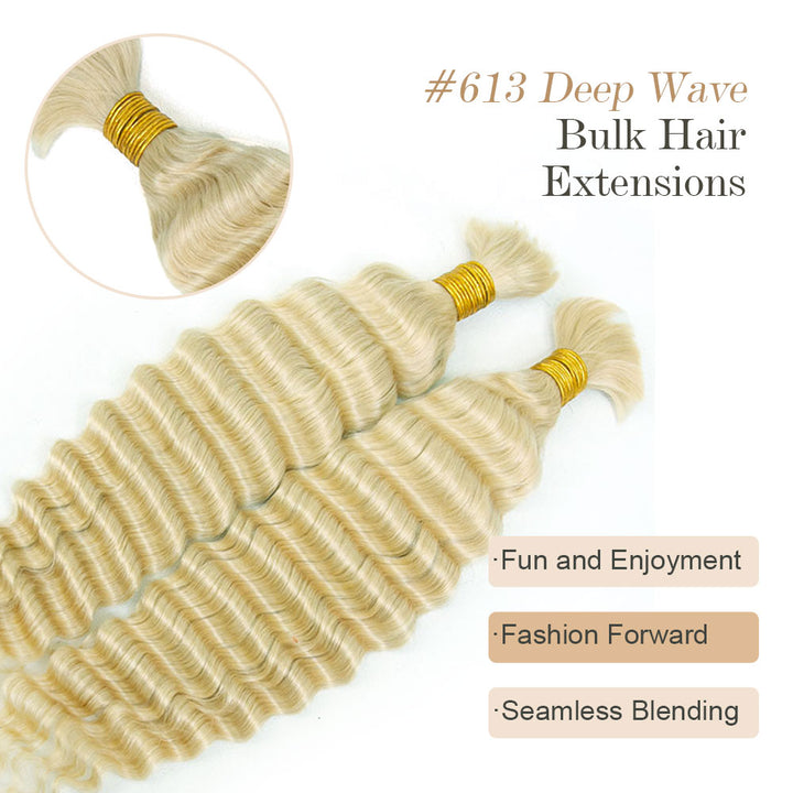 Bulk Human Hair For Braiding #613 Deep Wave