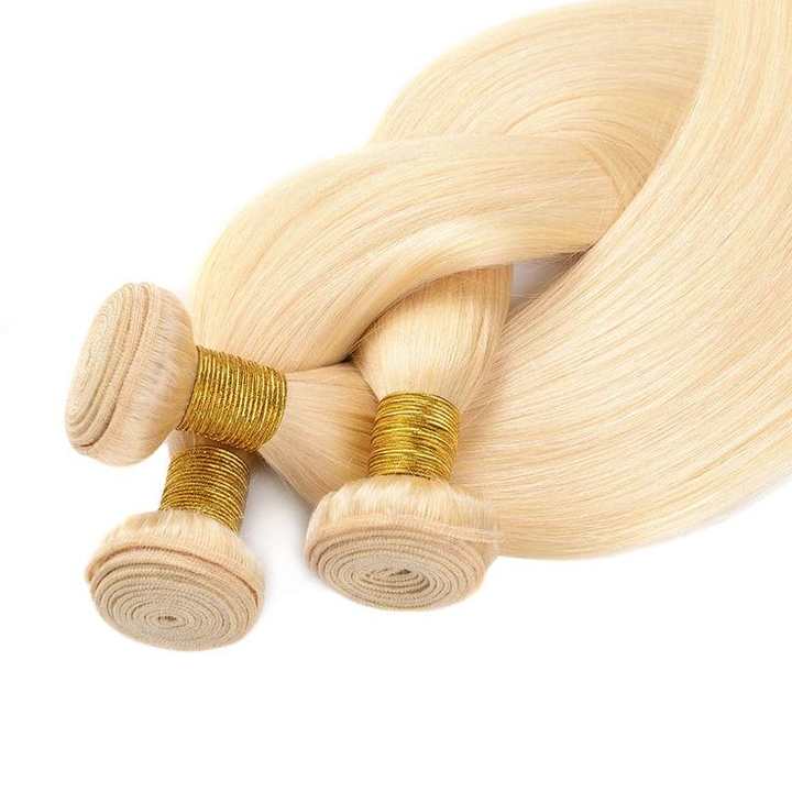 #613 Blonde Bundles With 13x4 Lace Frontal Silky Straight Human Hair