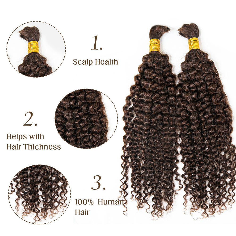 Bulk Human Hair For Braiding #4 Deep Curly