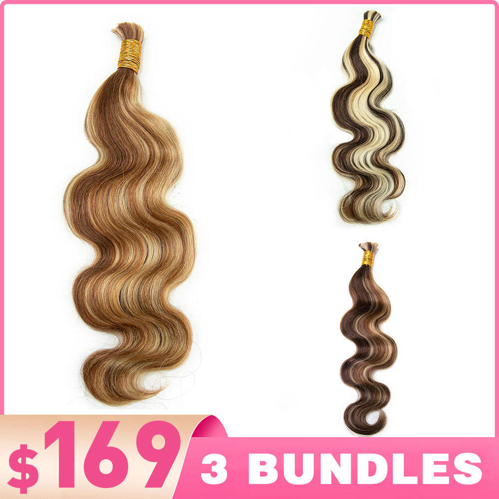 From $169 = 3 Bundles New Colored Body Wave Human Braiding Hair