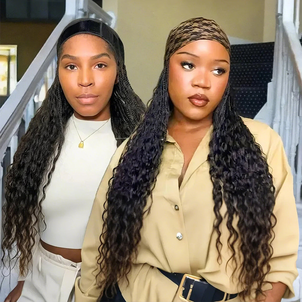 Grab & Go Braids Band With Boho Style Human Hair Curls