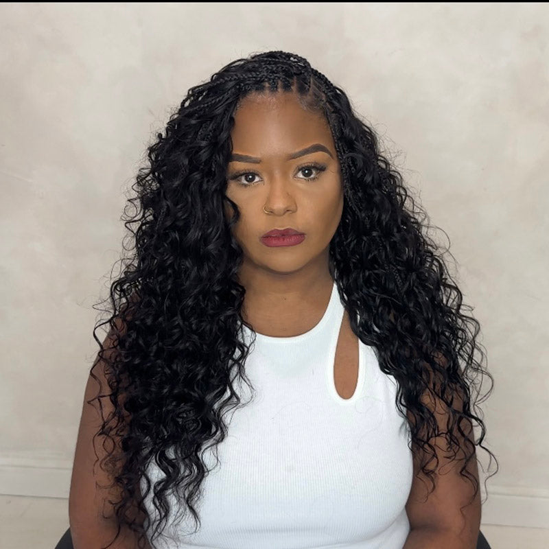 box braids with loose deep human hair ends｜TikTok Search