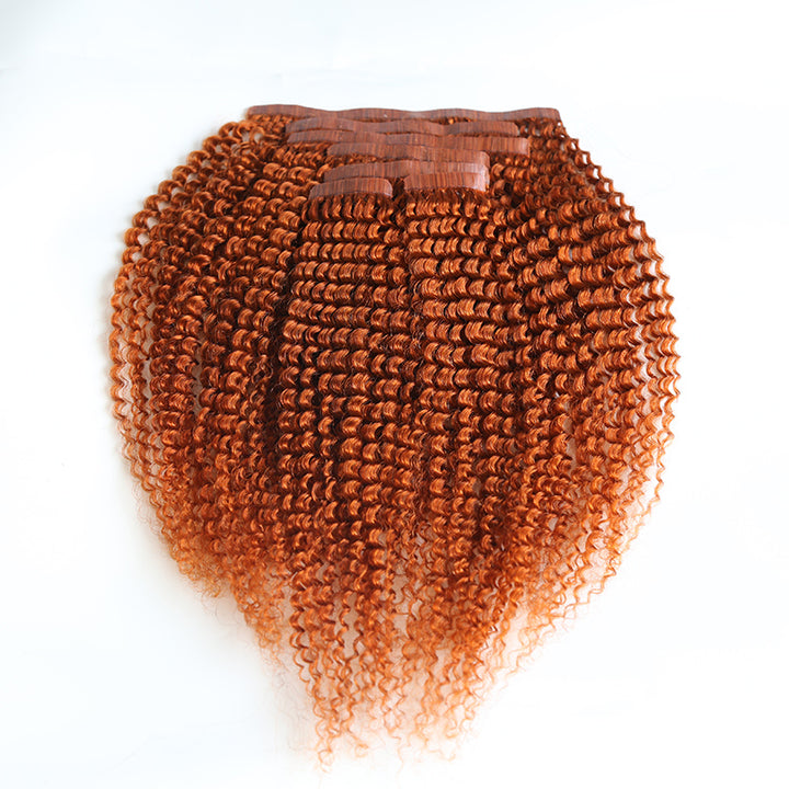 Seamless Clip-In Hair Extension Kinky Curly #350 Ginger Color
