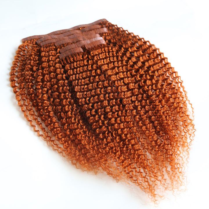 Seamless Clip-In Hair Extension Kinky Curly #350 Ginger Color
