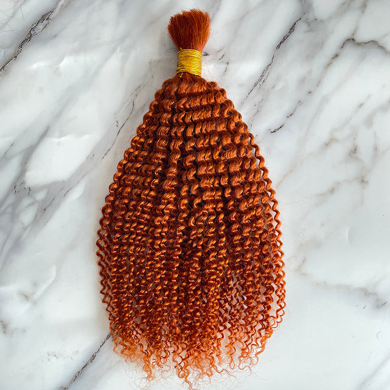 Bulk Human Hair For Braiding #350 Ginger Kinky Curly