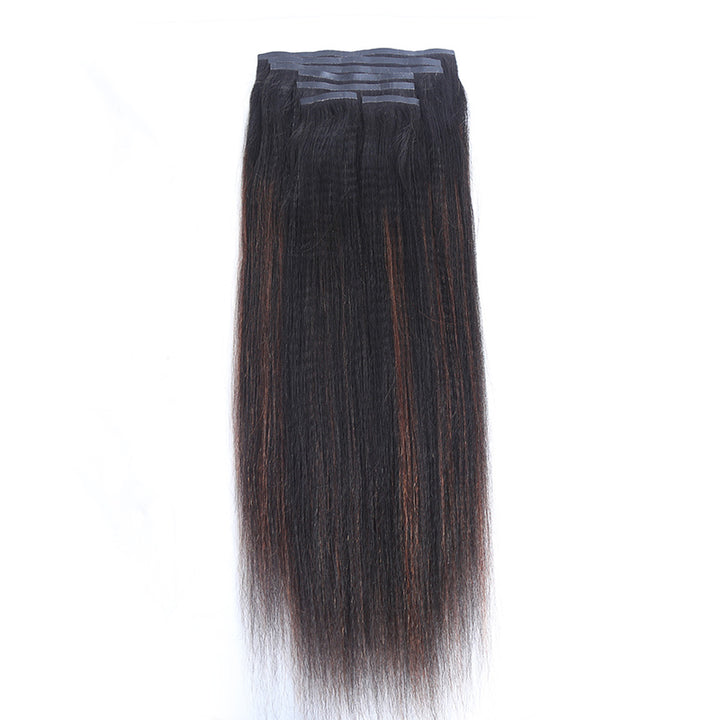 Seamless Clip-In Hair Extension Yaki Straight T1B/30 Color