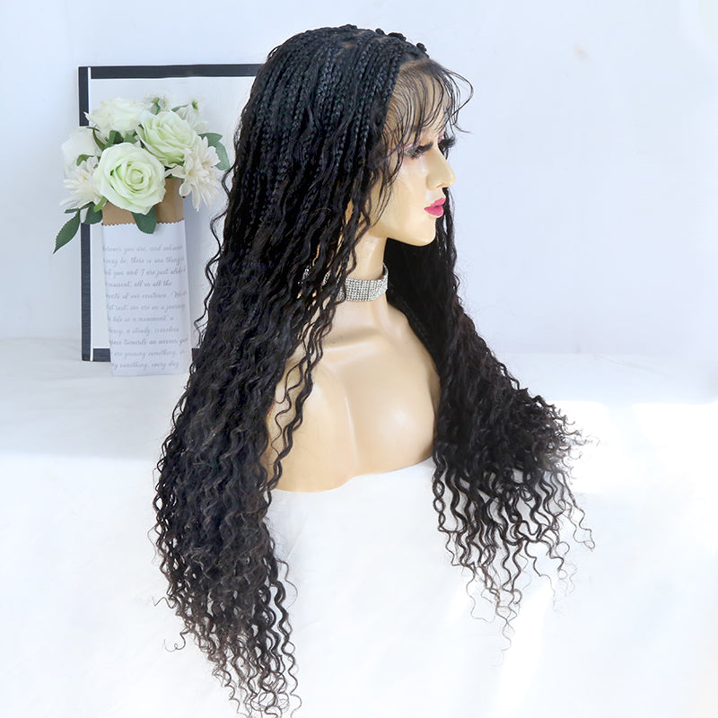 24 Inch Diamond Full Wig Lace Crochet Knotless Bohemian Braided Wig