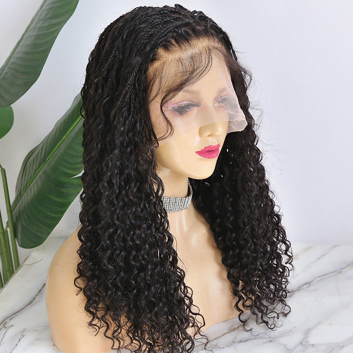 20"- 28" HD Full Lace Wig Human Hair Braided Wig With Baby Hair
