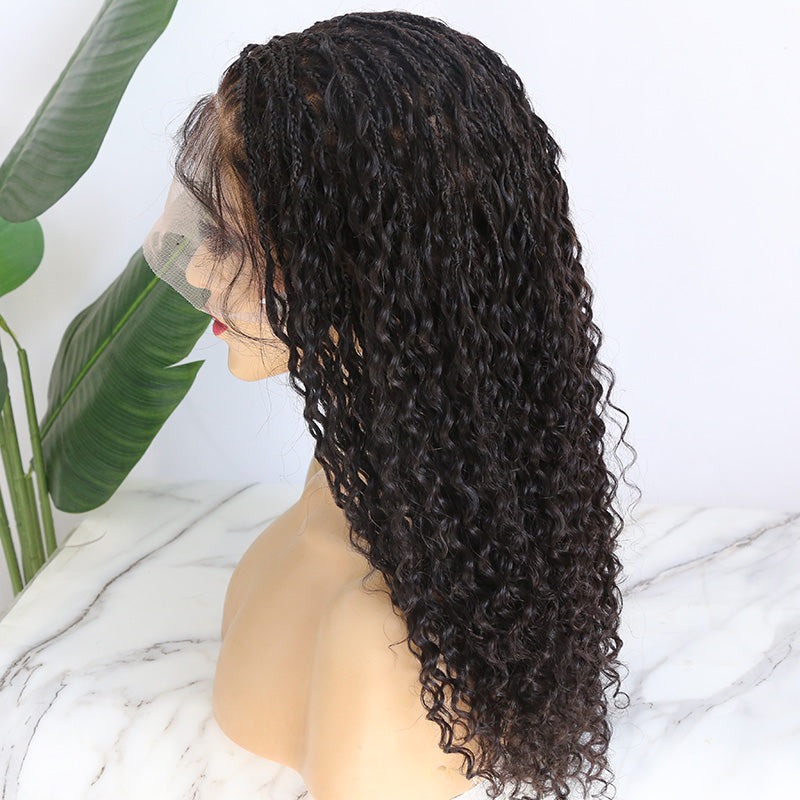20"- 28" HD Full Lace Wig Human Hair Braided Wig With Baby Hair