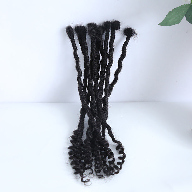 Crochet Locs Human Hair With Curly Ends 0.6 cm Natural Black( #1B )