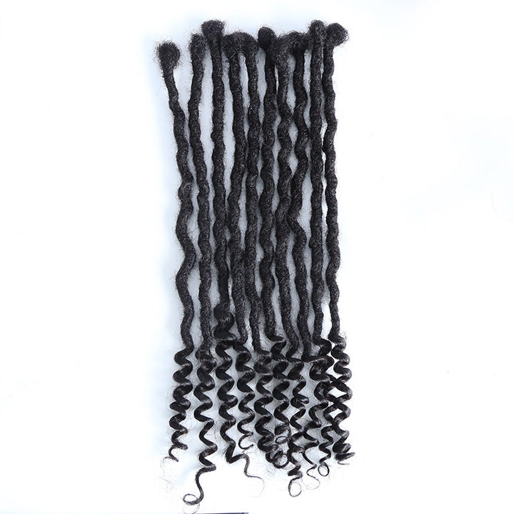 Crochet Locs Human Hair With Curly Ends 0.6 cm Natural Black( #1B )