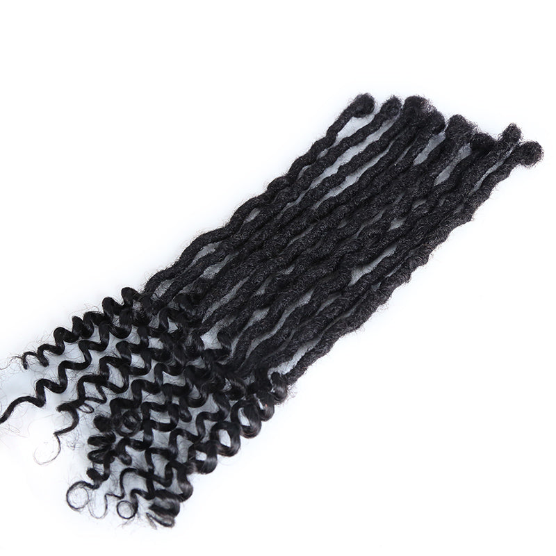 Crochet Locs Human Hair With Curly Ends 0.6 cm Natural Black( #1B )