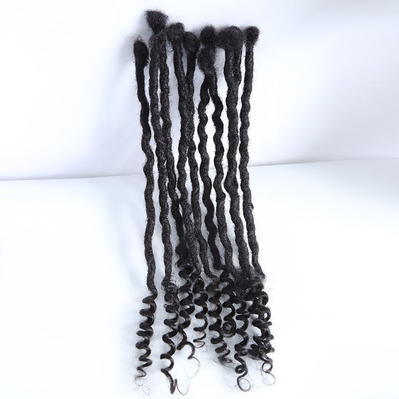 Crochet Locs Human Hair With Curly Ends 0.6 cm Natural Black( #1B )