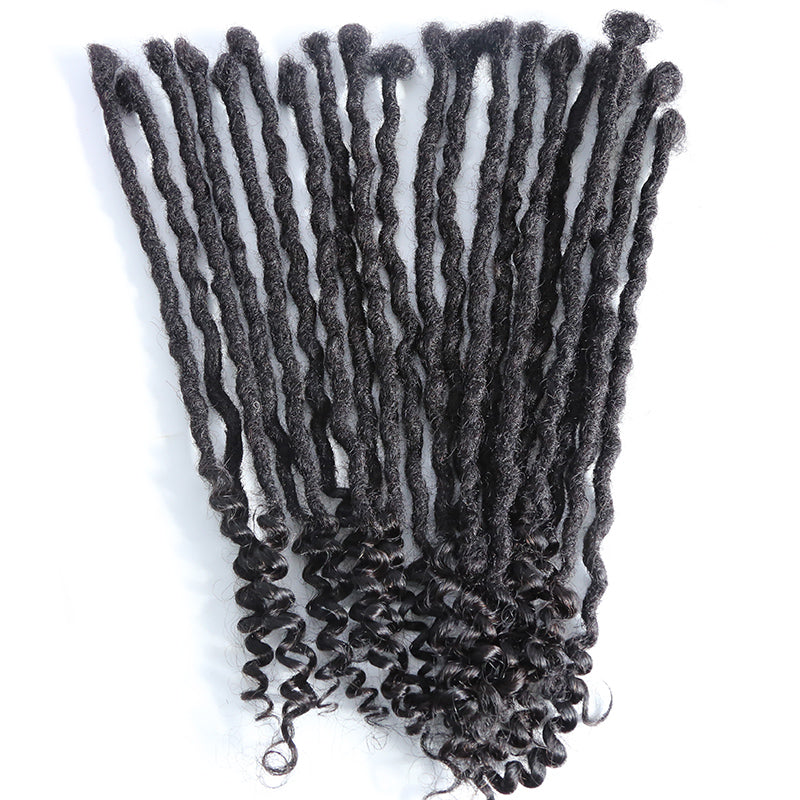 Crochet Locs Human Hair With Curly Ends 0.6 cm Natural Black( #1B )