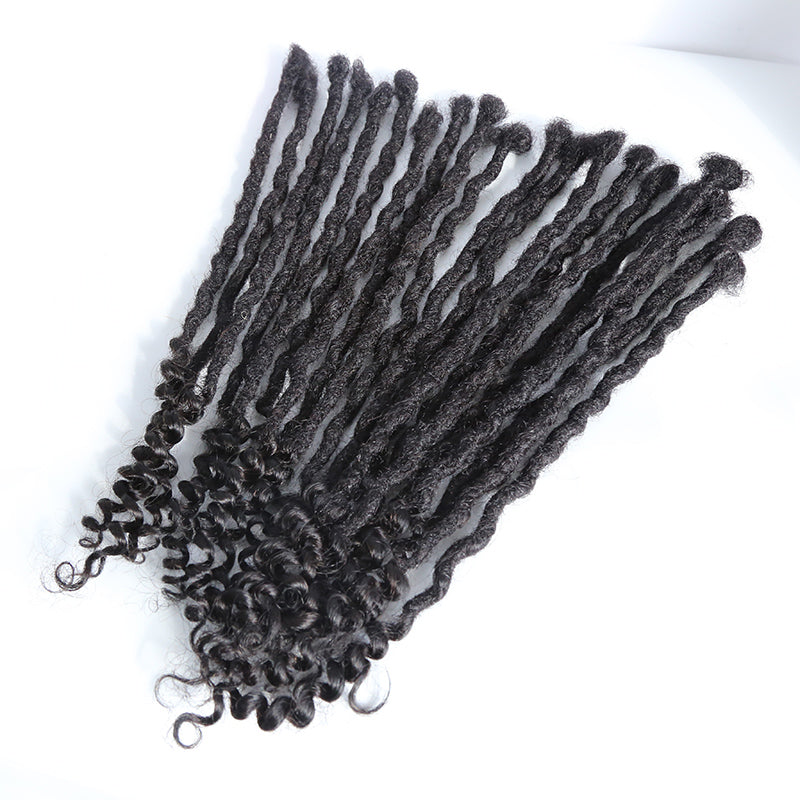 Crochet Locs Human Hair With Curly Ends 0.6 cm Natural Black( #1B )