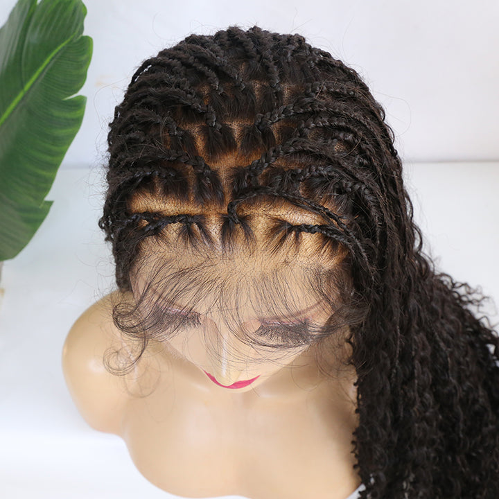 26“-28" Inches HD Full Lace Wig Human Hair Braided Wig With Baby Hair