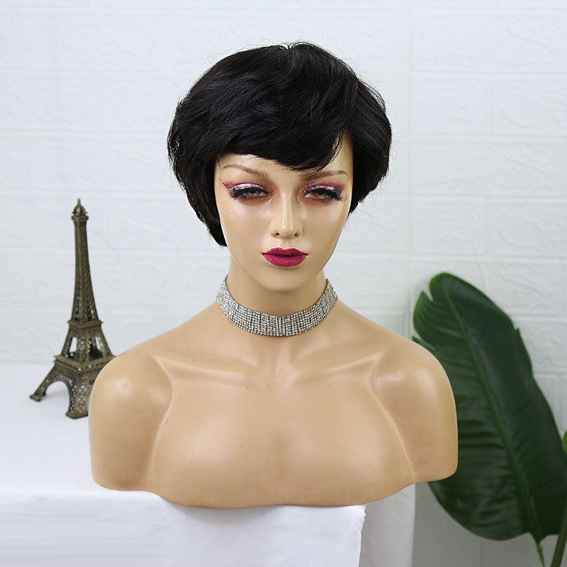 Glueless Pixie Cut Medical Elastic Cotton Inside Human Hair