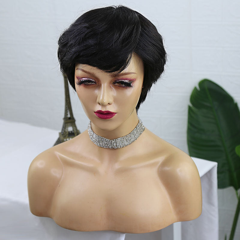 Glueless Pixie Cut Medical Elastic Cotton Inside Human Hair