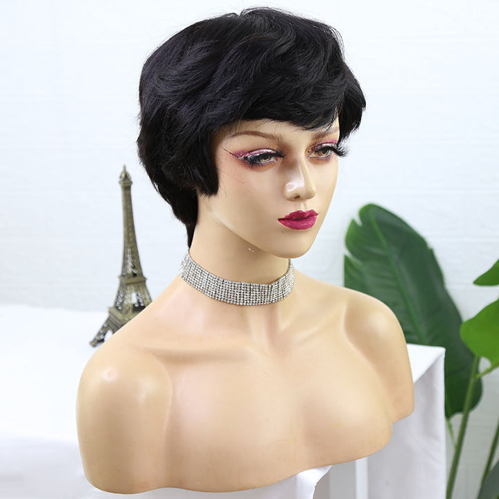 Glueless Pixie Cut Medical Elastic Cotton Inside Human Hair