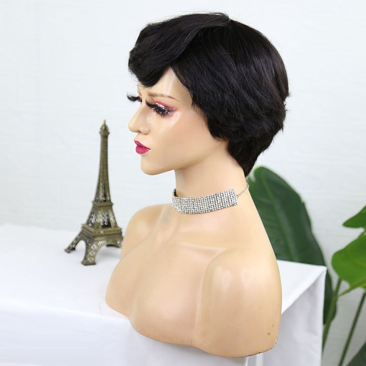 Glueless Pixie Cut Medical Elastic Cotton Inside Human Hair