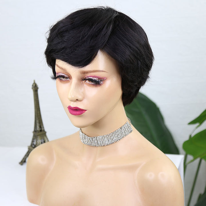 Glueless Pixie Cut Medical Elastic Cotton Inside Human Hair
