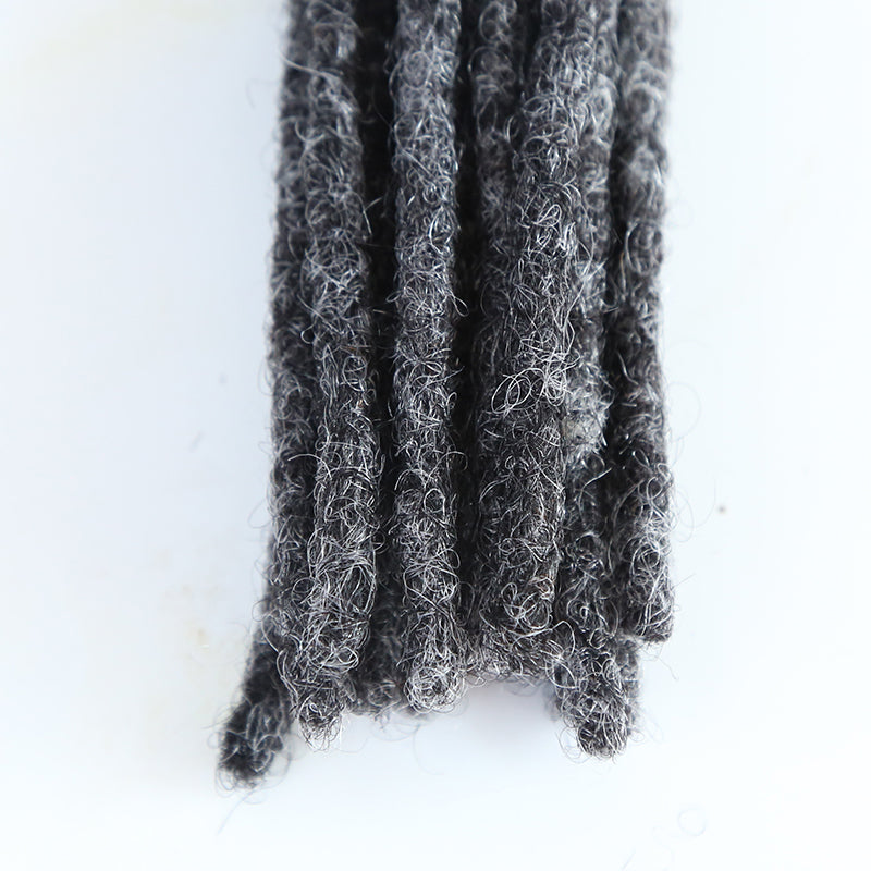 Salt & Pepper 10% Black- Gray Hair Loc Extensions Human Hair