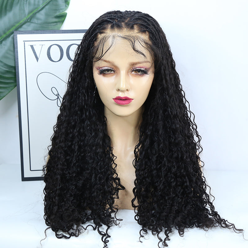 22“-24” Inches HD Full Lace Wig Human Hair Braided Wig With Baby Hairir Tiny Braids With Baby Hair
