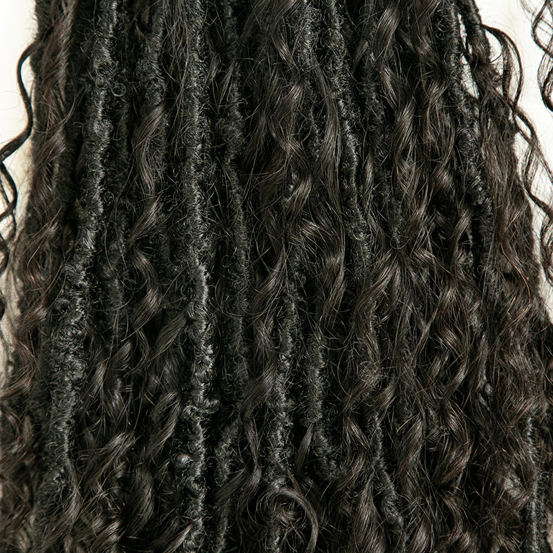 EAYON Save-Time Boho Faux Locs Crochet With Human Hair Ends