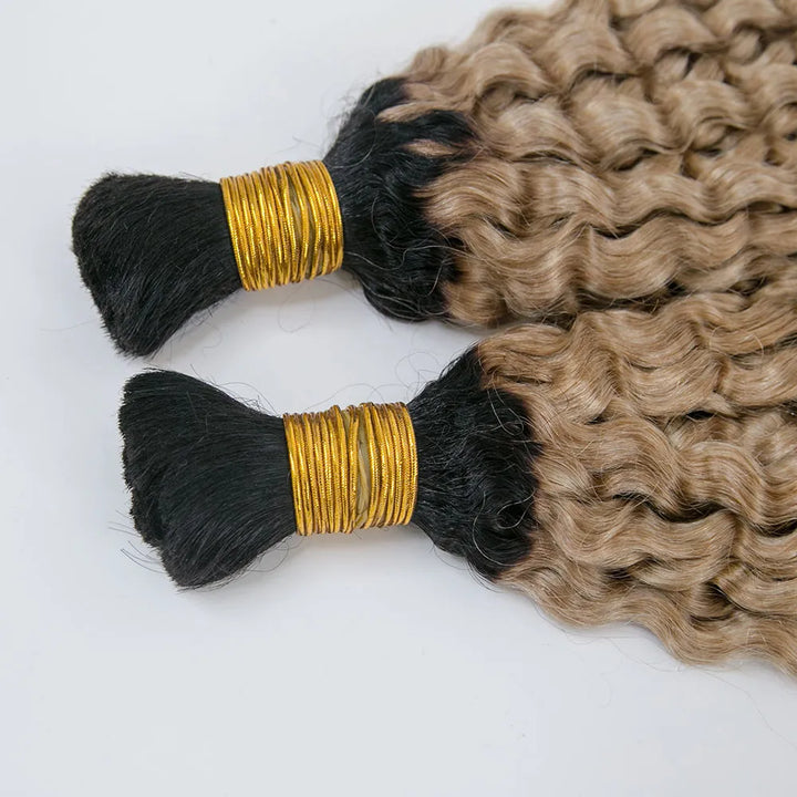 Ombre T1B/27 Deep Curly Bulk Human Hair For Braiding