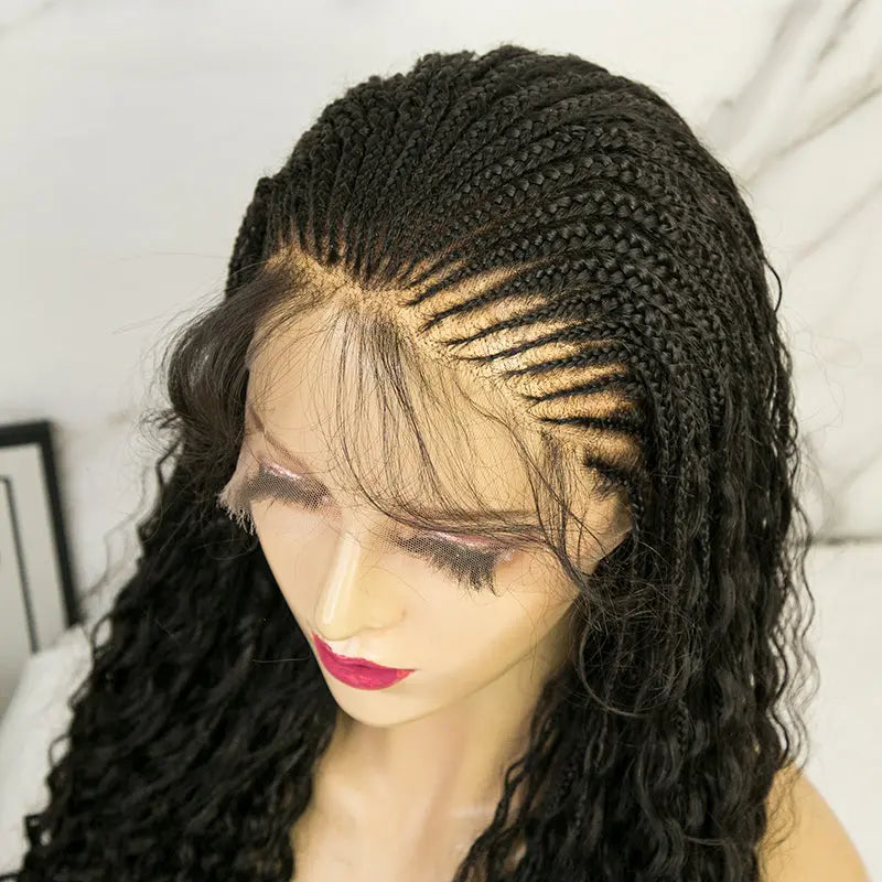 Cornrows Half Boho Knotless Braided Wig Transparent Lace Human Hair ...