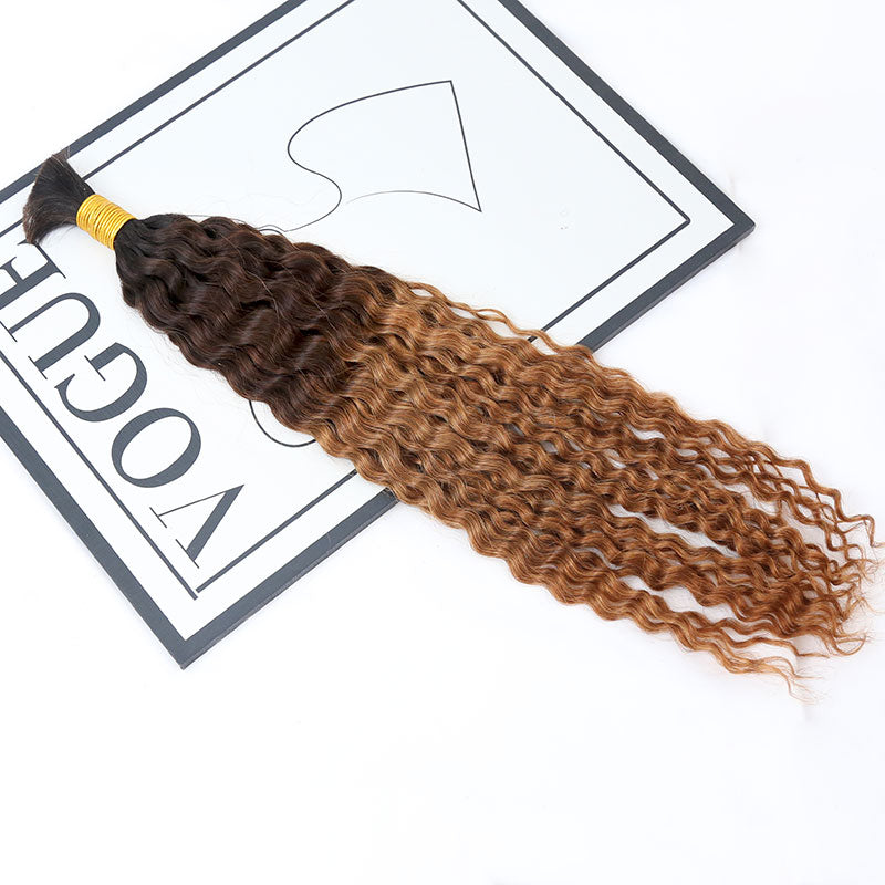 Bulk Human Hair For Braiding Ombre T1B/4/30  Deep Curly