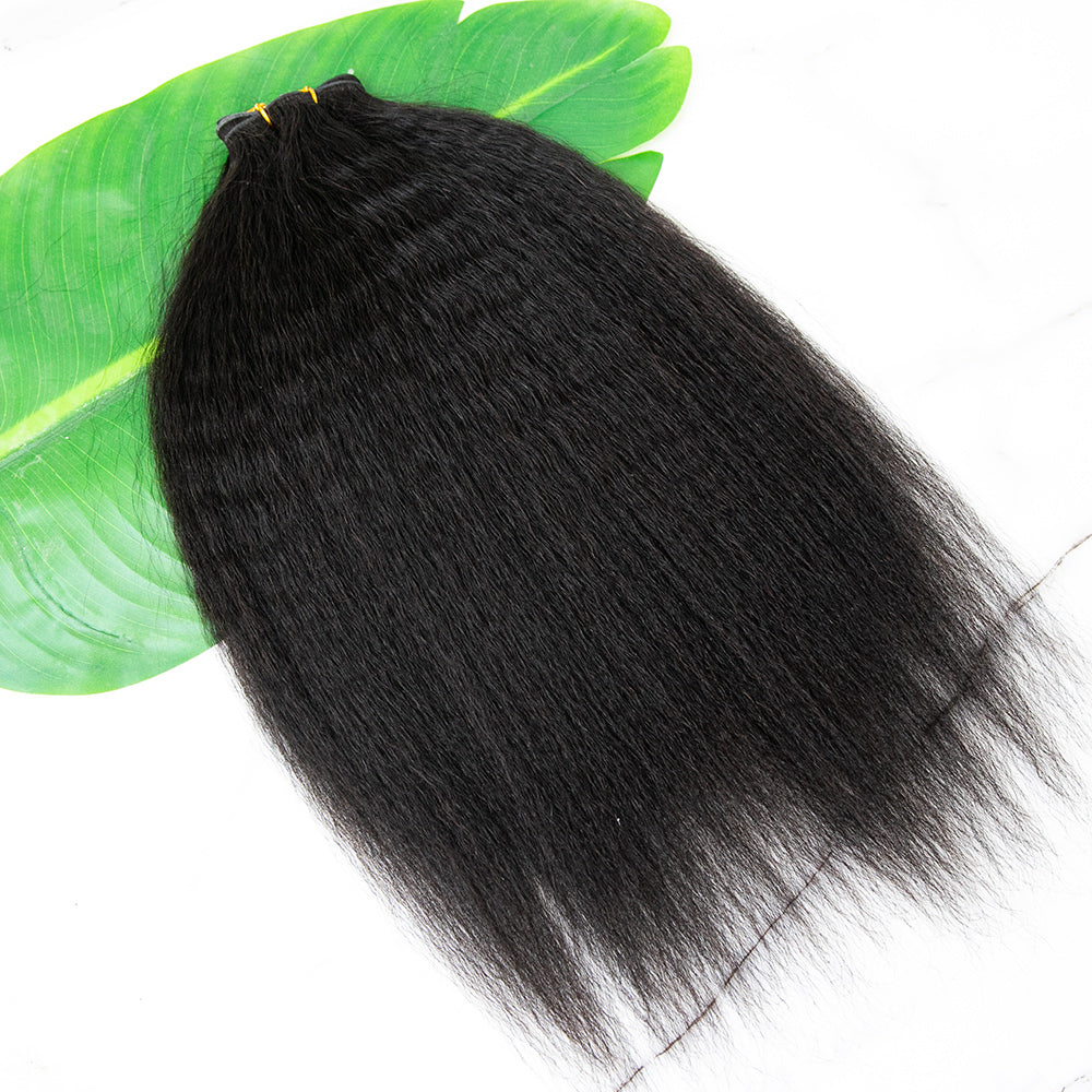 Ultra Thin Genius Weft Bundle Kinky Straight Human Hair Extensions