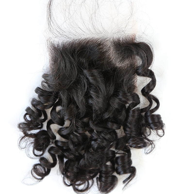 5x5 Lace Closure Wand Curly Human Hair
