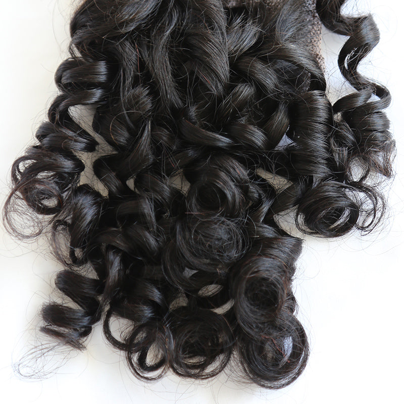 Bundles With HD 5x5 Lace Closure Wand Curly Human Hair