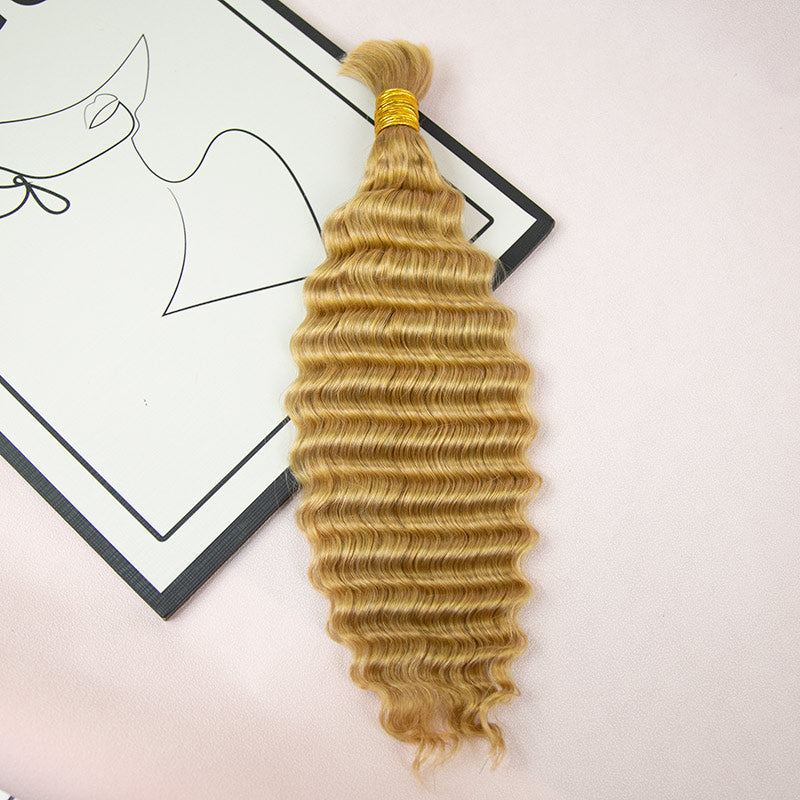 #27 Honey Blonde Deep Wave Double Drawn Burmese Hair For Braiding