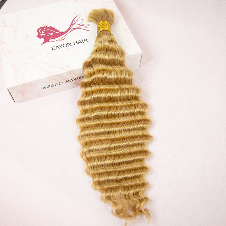 #27 Honey Blonde Deep Wave Double Drawn Burmese Hair For Braiding