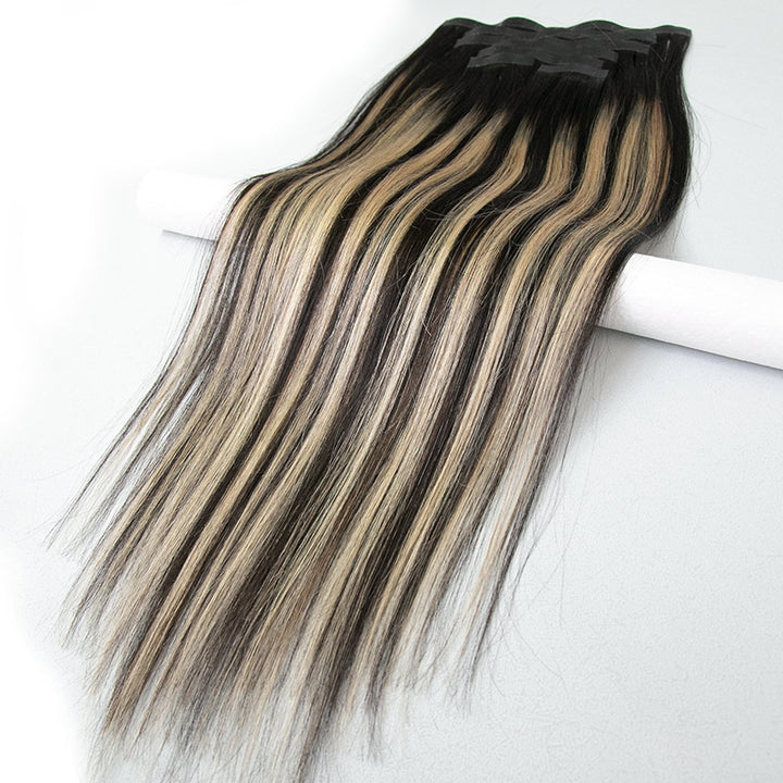 #1bt16p1b Hightlight Blonde Seamless Clip-In Hair Extensions Silk Straight