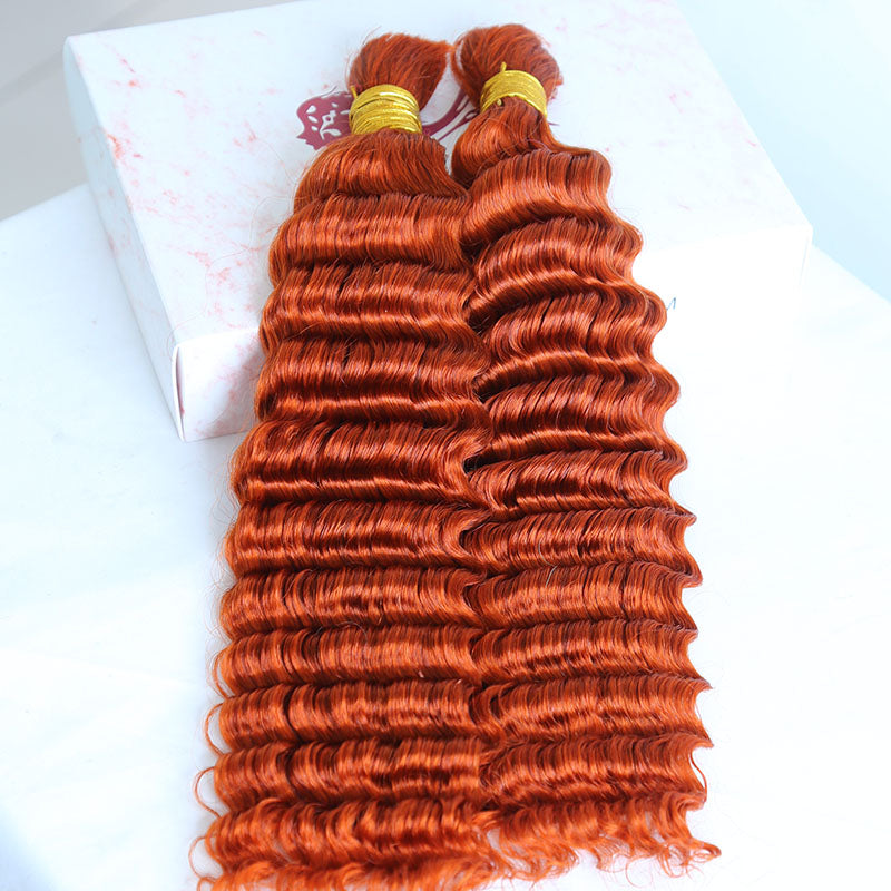 orange color bulk human hair deep wave