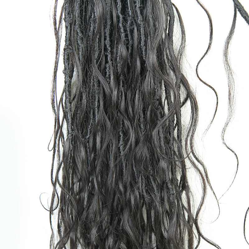EAYON Boho Locs Crochet Hair With Body Wave Human Hair French Curls