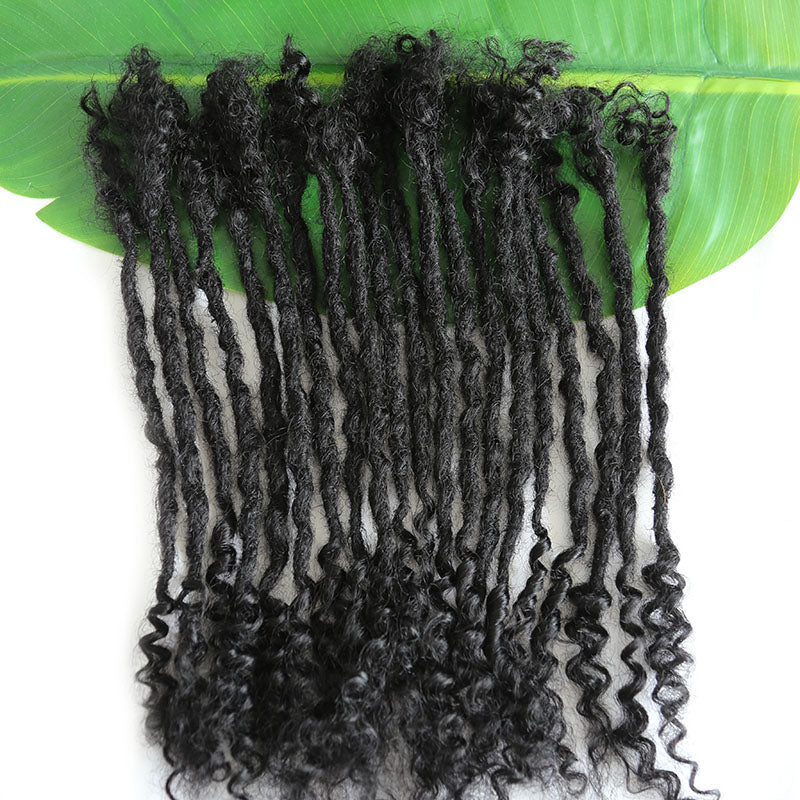 Salt & Pepper 10% Black- Gray Hair Loc Extensions Human Hair
