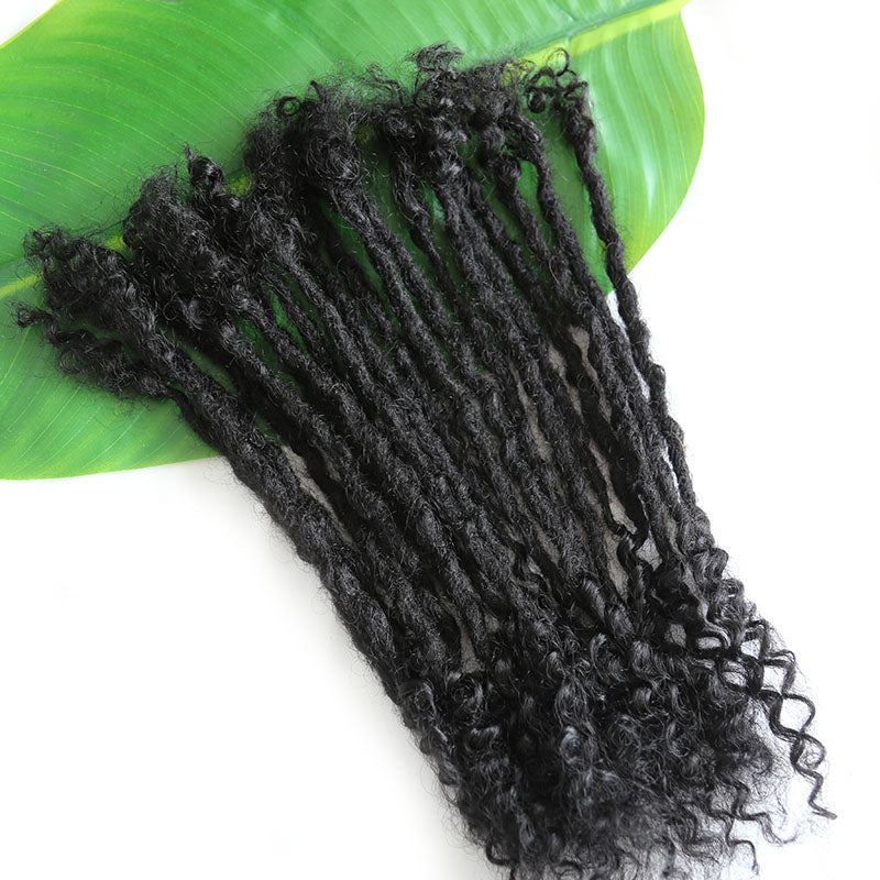 Salt & Pepper 10% Black- Gray Hair Loc Extensions Human Hair