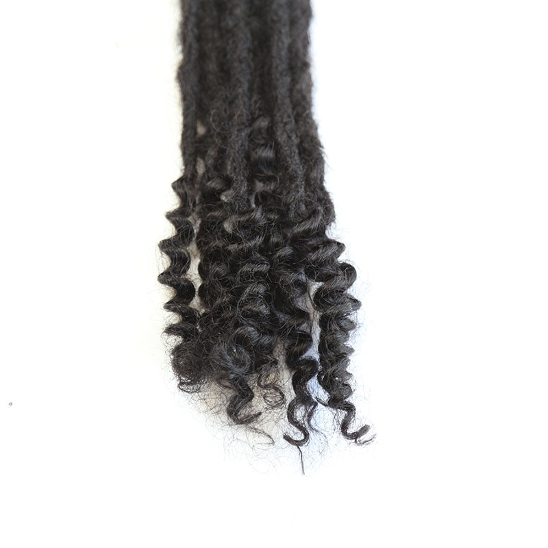 Curly Ends Loc Extensions Human Hair 0.6 cm Natural Black