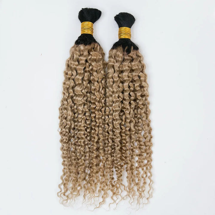 Ombre 1B/27 Deep Curly Bulk Human Hair For Braiding 