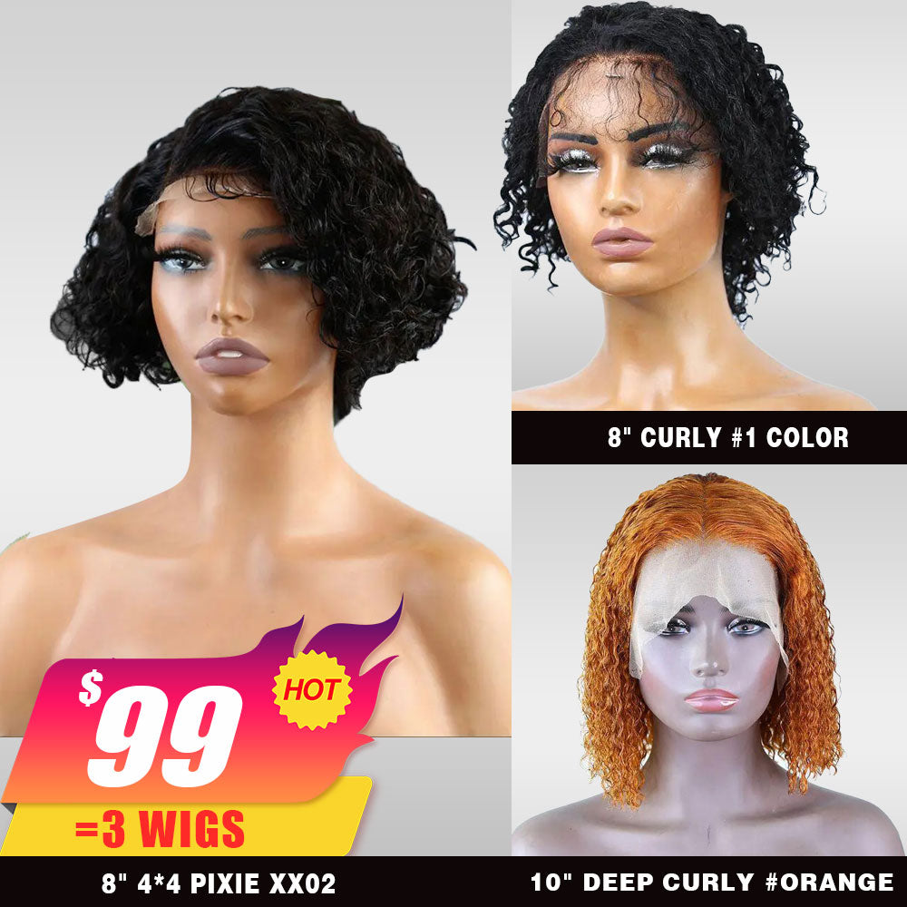 [$99] 3 Hair Units 8 inches 150% density Pixie XX02 Medium Cap Size