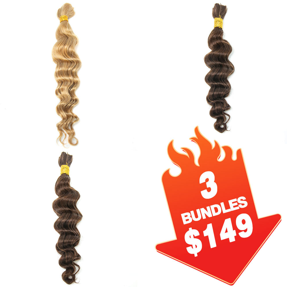 $149 = 3 Bundles  #27 & #4 & #30 Color Loose Wave Human Braiding Hair