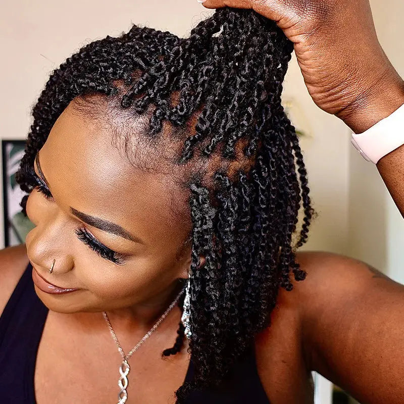 Spring Loaded Extentions EAYON Pre-Separated Spring Afro Twists Human Braiding Hair Extensions ...