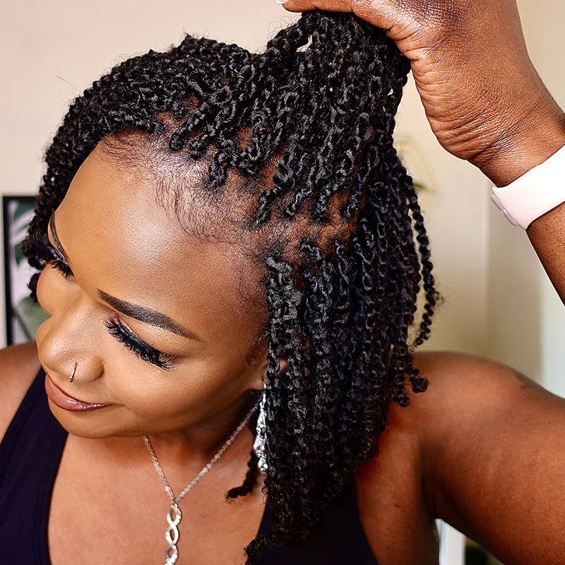 Pre-Separated Spring Afro Twists Human Braiding Hair Extensions